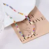GN0714-5 Collana colorata di perle di vetro con pietra naturale della dopamina