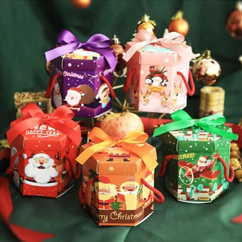 Customized Hexagon Christmas Package Christmas Sweets Packaging Christmas Ribbon For Gift Set Packaging