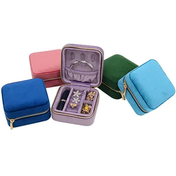 Velvet Jewelry Organizer Simple and Convenient Earrings Ring Necklace Jewelry Travel Packaging With Logo Portable Storage Box