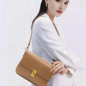 A-95 New Spring Summer High-Grade Cowhide Leather Women's Crossbody Shoulder Bag Small Square Underarm Luxury Handbag Women