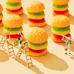 OEM Halal Food Jelly Candy Sugar Fruity Burger Multi-Colored  Flavored Gummies