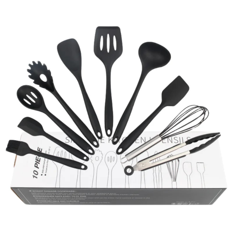 Silicone Kitchen Cooking Tools Utensils Heat Resistant Non-stick Cooking Utensil 10 pcs Set for Cooking and Baking