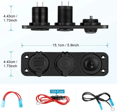 Fangehong Accendisigari USB 120W 12V/24V Auto, 3 Prese Accendisigari + 2 USB, Ricarica Rapida, Compatibile con Smartphone, Tablet, GPS, Dash Cam