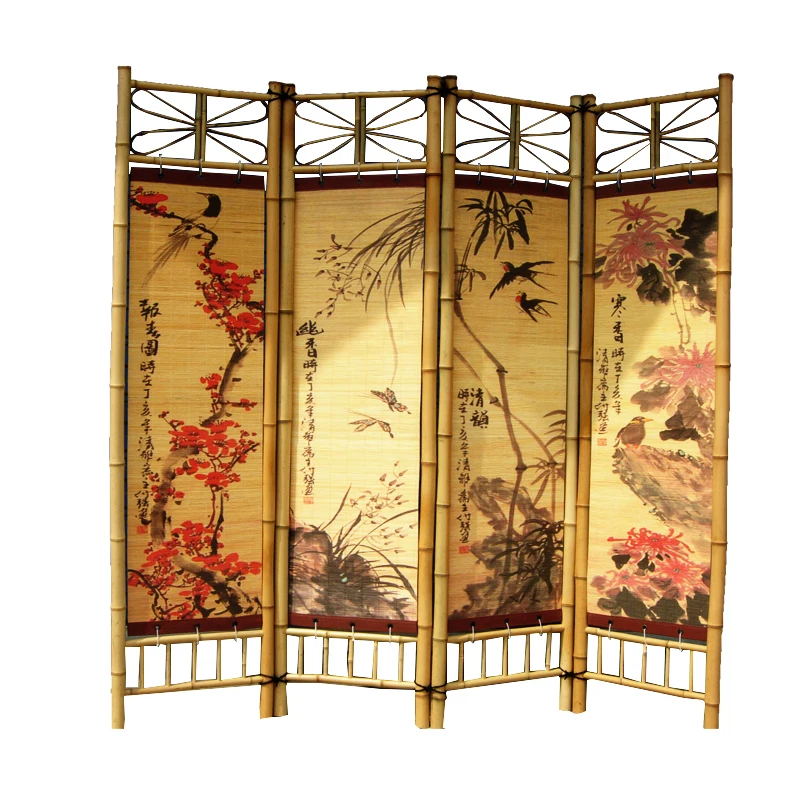 Bamboo Screen Dividers/room Divider Folding Separator Partition Splitter Privacy Screen 4 Panel