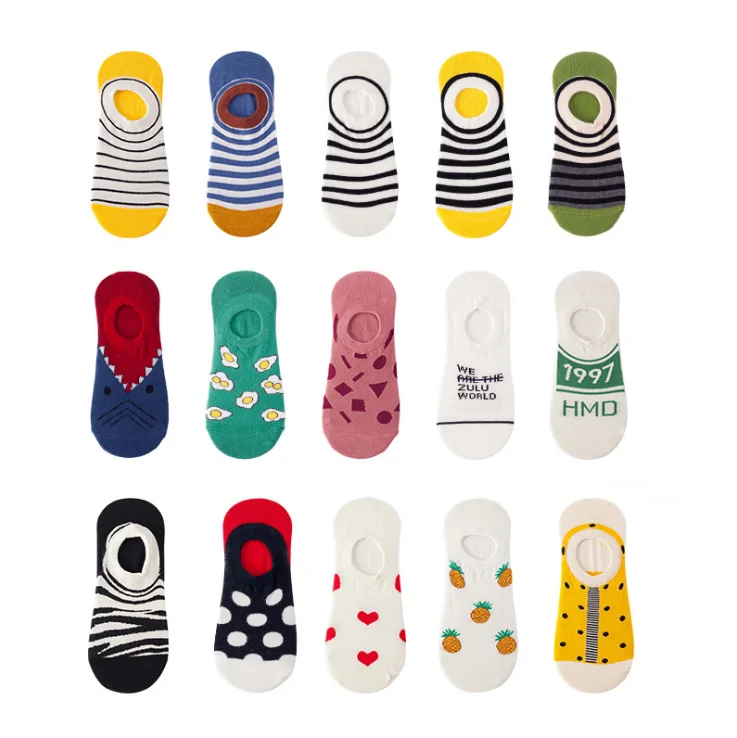 HF Women socks invisible boat socks summer silicone non-slip love heart cotton socks