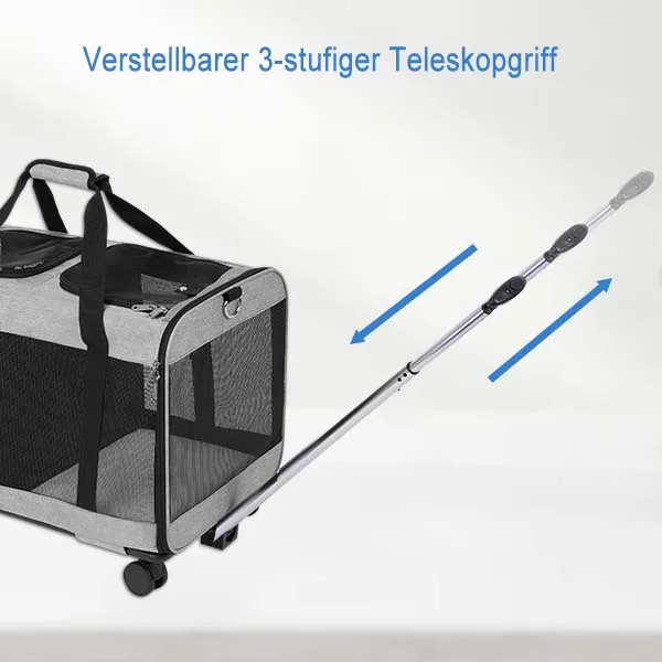 Zmaker Cat Trolley Bag Double Compartment Pet Carrier With Detachable