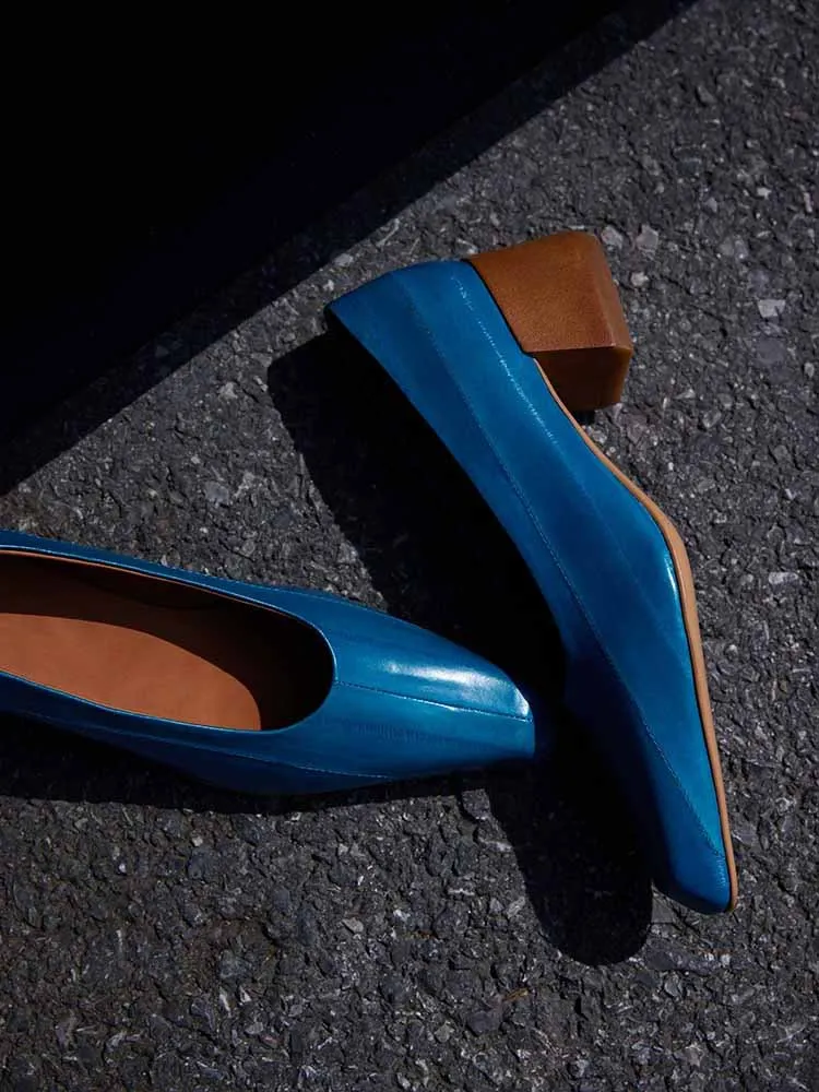 2025 Spring New Imported Eel Skin High-end Leather Shoes Temperament Single Shoes High Heels Women