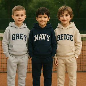 Custom Kids Hoodie Tracksuit Set 2 Piece Sportswear Outfit Boys Cotton Hooded Sweatshirt and  Warm Winter Jogger Sets OEM/ODM