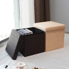 High Quality Living Room Collapsible Ottoman Cube Foldable Storage Stool Ottoman Foot Rest