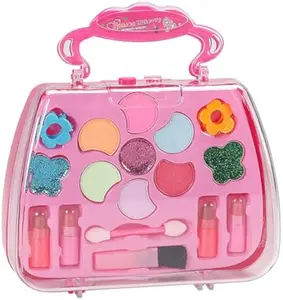 EPT New DIY Washable Princess Girls Fashion Gift Eyeshadow Lipsticks Pretend Play Beauty Makeup Toys Kit Set with Cosmetic Bag