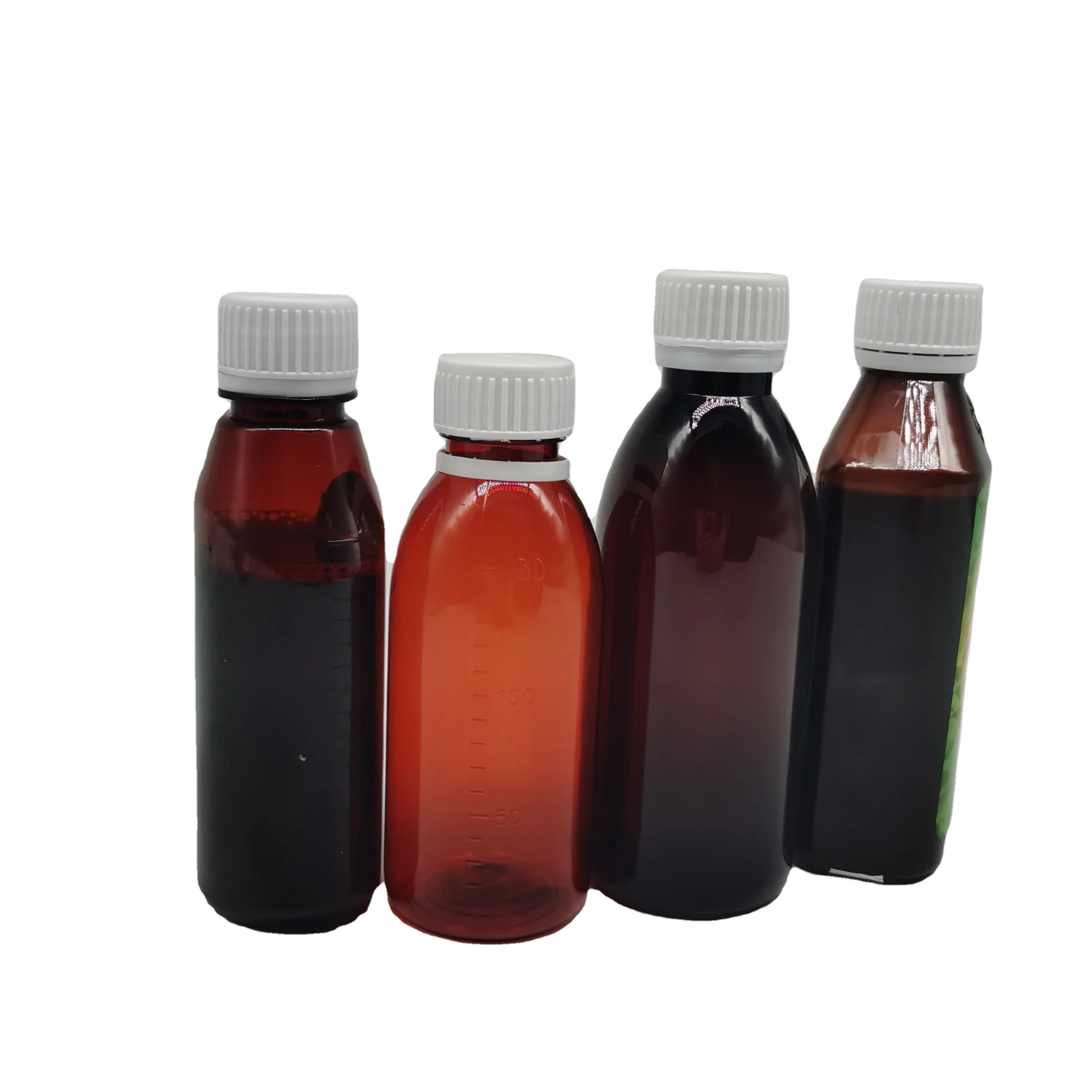 packaging amber plastic cough syrup bottle