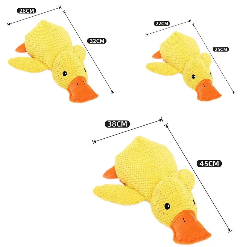 Newest Dog Calming Duck Toy Yellow Pink Unbreakable Stuffed Plush Dog Toy for Aggressive Chewers Resistant Squeaky Duck Dog Toys