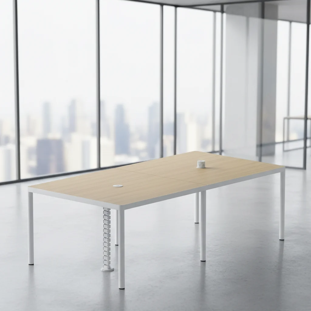 Modern Wood Frame Standing Conference Table Built-in Power Socket Adjustable Elevating Solutions for Professional Office 3