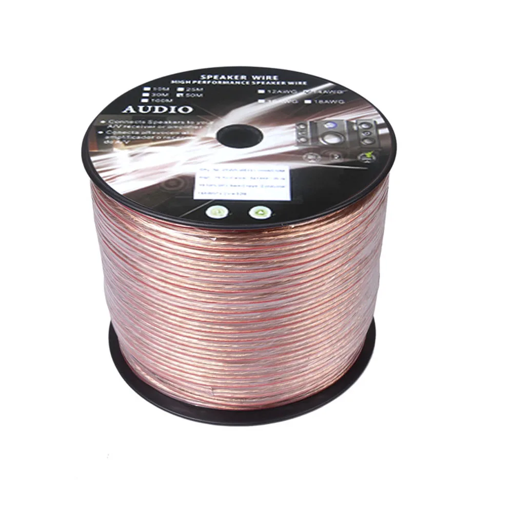 Spool of High Quality Transparent PVC Speaker Wire for Audio to Amplifier, Surround Sound System, TV Home Theater and Car Stereo