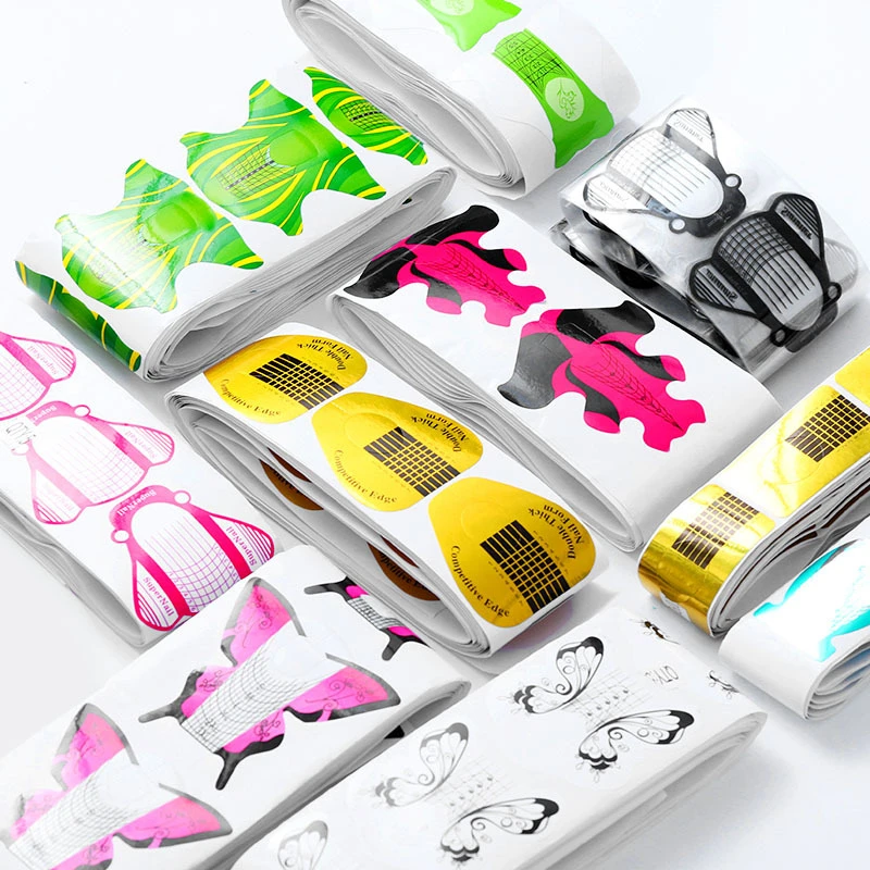 100 шт. золотых форм для дизайна ногтей направляющие наклейки маникюра инструменты