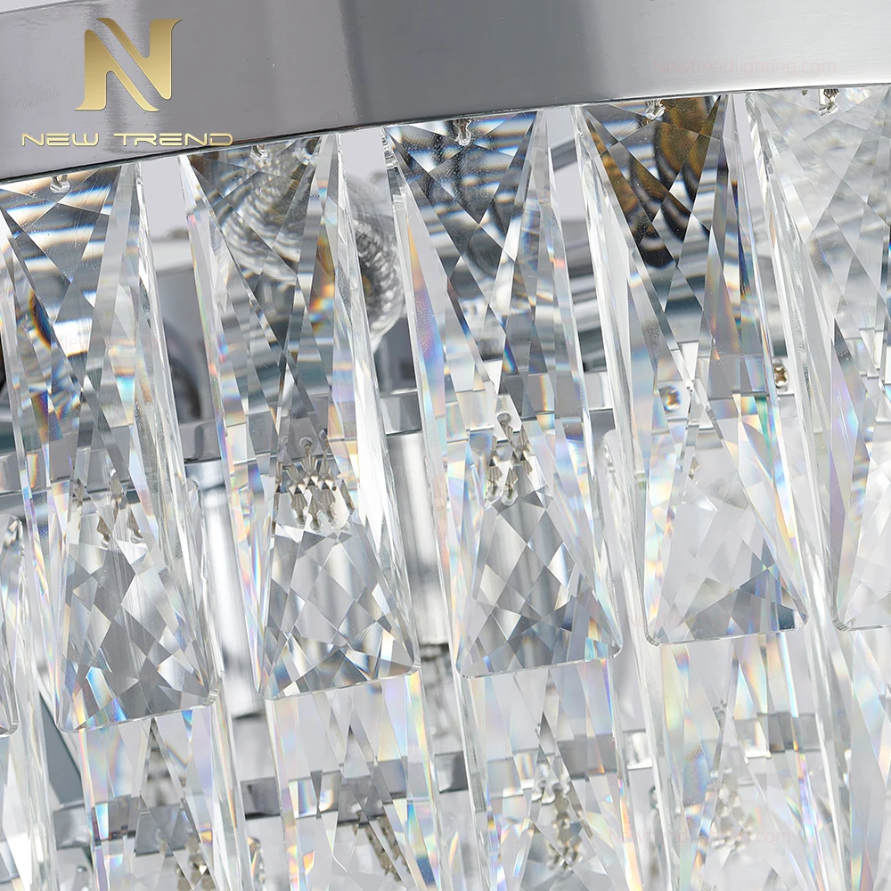 CPL-515 Custom Sculptural Crystal Chandelier: Bespoke Flush Mount LED Lighting Manufacturer for Luxury Restaurants