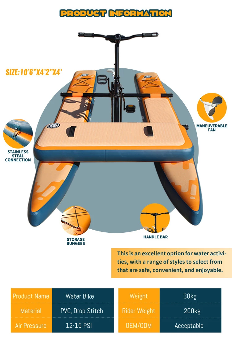 Funworldsport 2024 Inflatable Water River Sea Bike Swan Pedal Boat