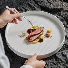 Hotel Restaurants Design Inch Dinnerware Round Dishes Steak Under Glazed Stoneware Dinner Ceramic Dish Plate