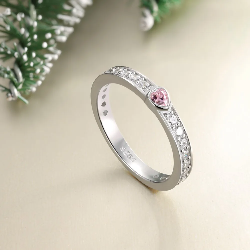 KAKODIY Exquisite Design Beautiful 925 Sterling Silver Eternity Band 5A Cubic Zirconia Heart Shape Love Jewelry Ring Christmas Valentine's Day Gift detail 6