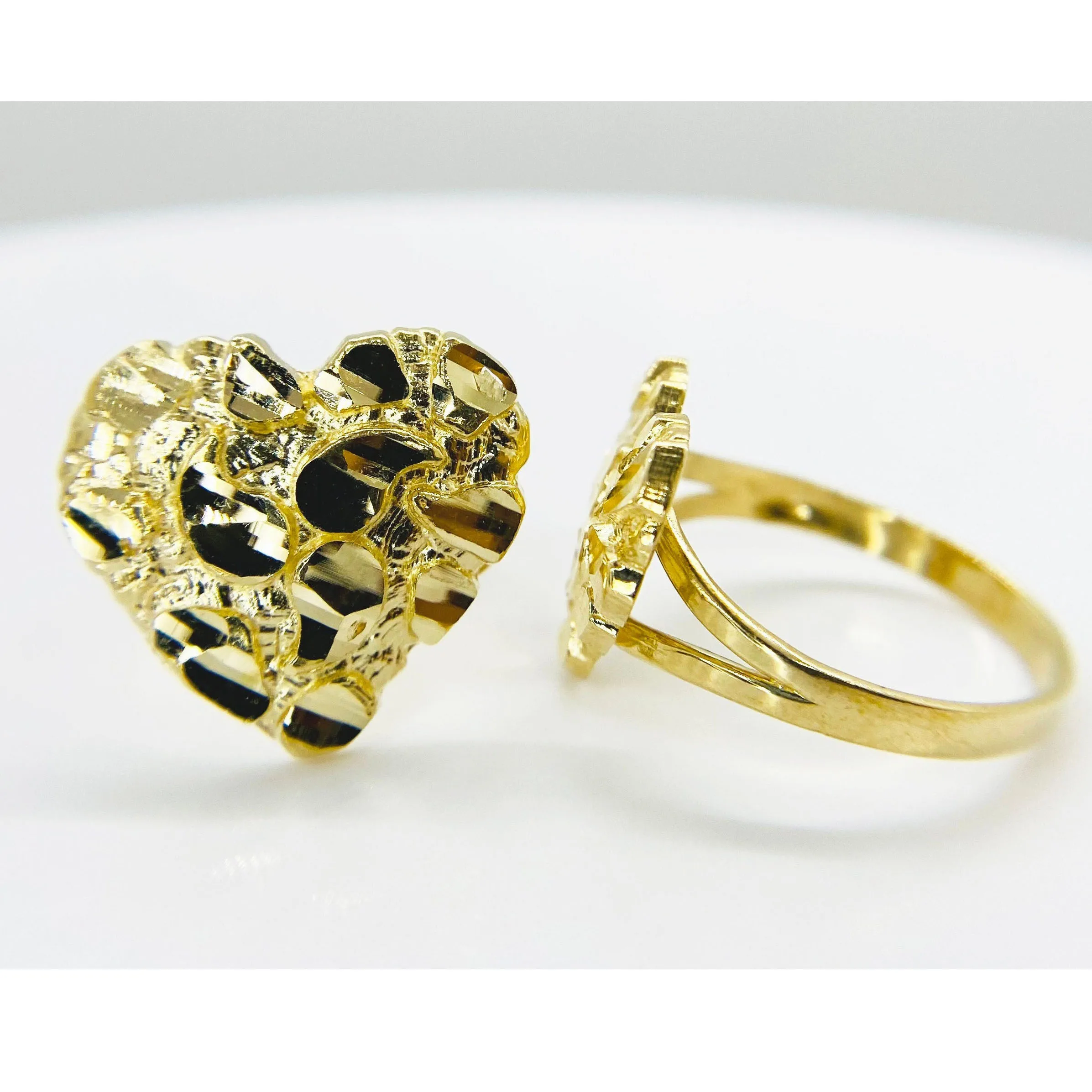 Duyizhao Hip Hop Custom High Quality Polished 14K Gold Plated Heart Love Nugget Men Ring Jewelry