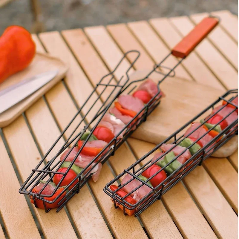 Rolling Grilling Basket Stainless Steel - Greatest Ever BBQ Basket For Outdoor Camping