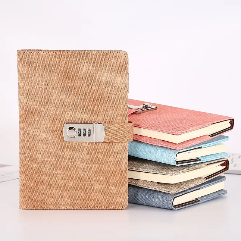 A5 Size Diary with Combination Lock Password Journal Student Stationery Record Book Business Office Notepad Starry Series PU Leather Diary with Lock