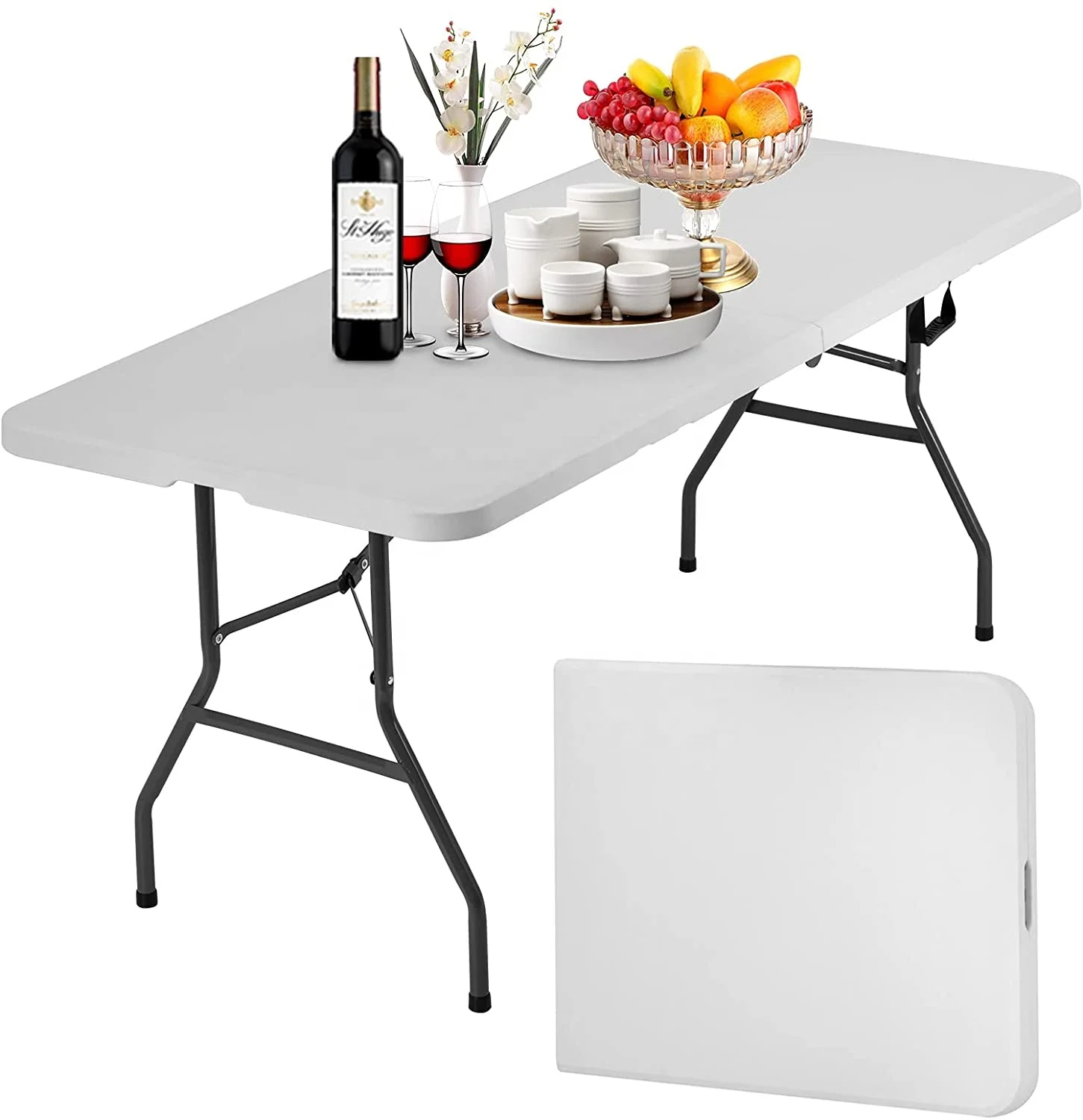 MOVAN 1,68 м напольный портативный стол для киоска Отдых на природе Простой пластиковый складной стол для пикника стол для барбекю и стула