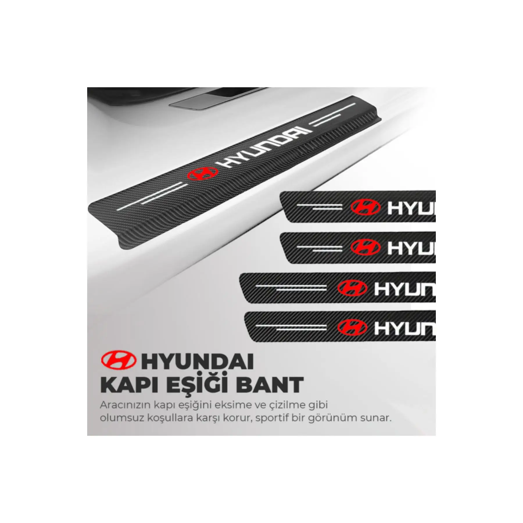 Carbon Door Sill Protective Tape Foil with Hyundai Logo Set of 4