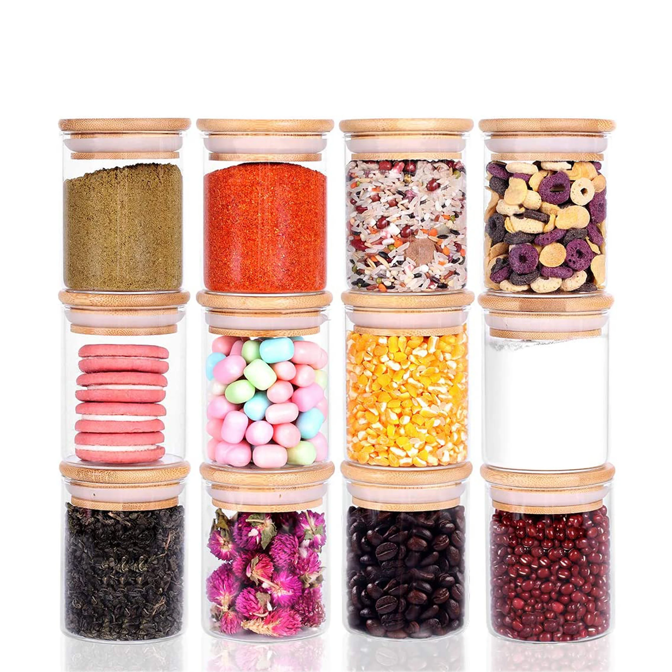 Glass Spice Storage Canisters with Bamboo Lid 6oz