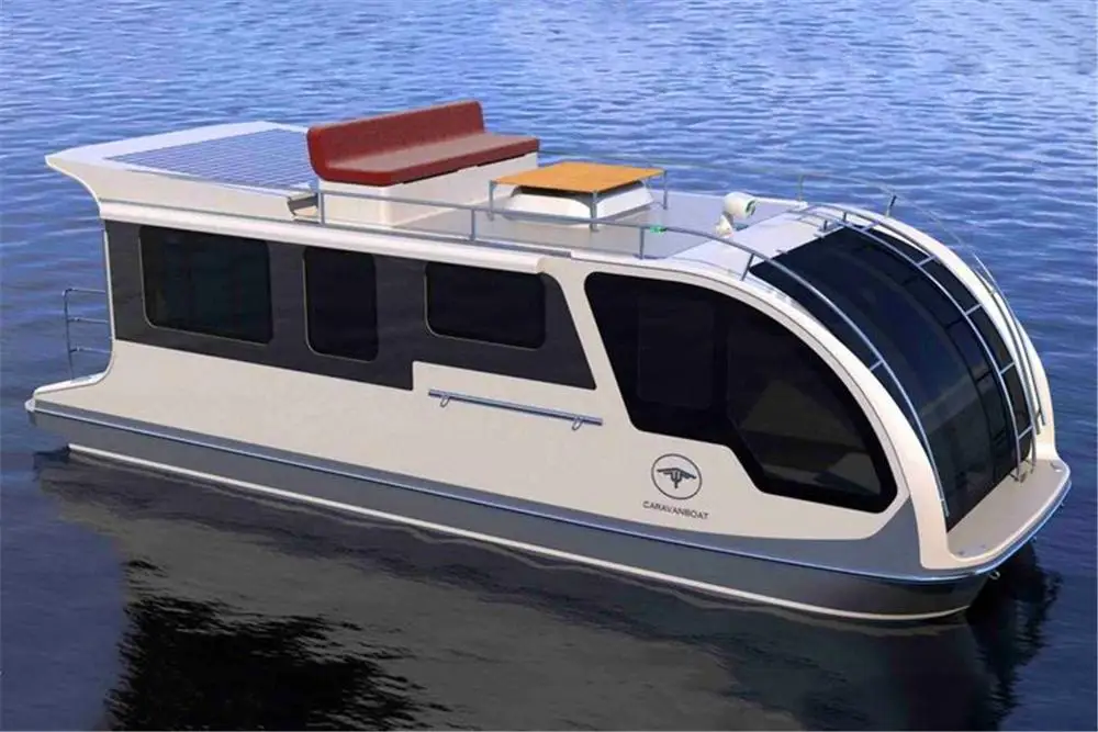 Fashionable Design Boat House Floating Solar Panel Houseboat On Water