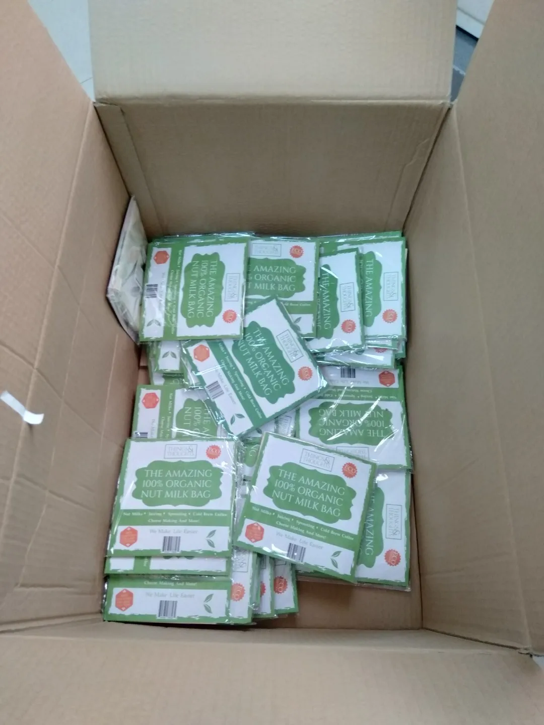 Nut Milk Bag - Perfect Almond Milk Maker - Reusable Eco-friendly Food Strainer Premium Organic Cotton Drawstring Bag Punch