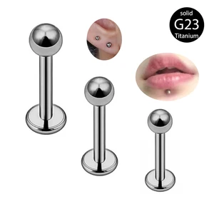 ASTM F136 Titanium Helix Tragus Cartilage Earrings Bezel Setting Flat Back Earring Wholesale Fashion Labret Stud Lip Rings