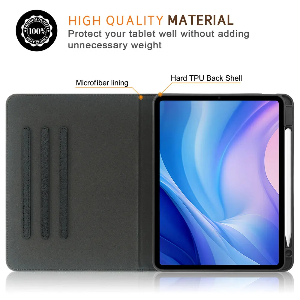 product laudtec pu leather book style tablet case 3 angle anti slip fold stand cover business travel for ipad air 11 2024 pro11 pbk319-8
