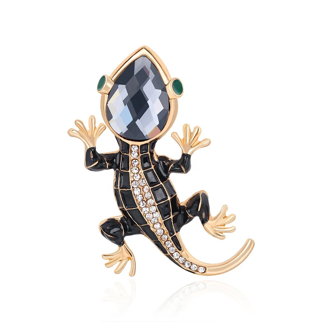 Rhinestone Hitam Gecko Bros Hewan Reptil Kadal Bros Pin Perhiasan Buy Fashion Murah Hewan Perhiasan