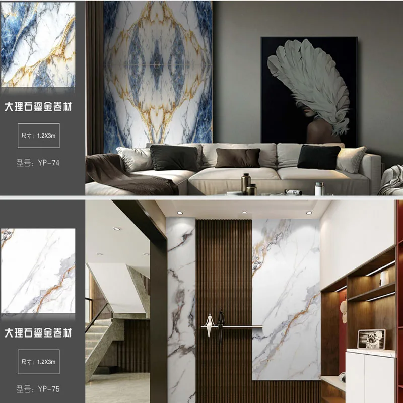Peel and Stick Texture Soft Self-adhesive Pe Foam Wall Panel 3d Marble Pattern Mural Wallpaper