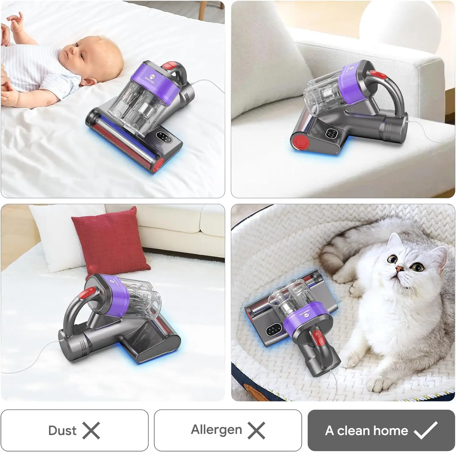 OEM Customization P820 Vacuum Cleaner Dust Mite Controller with UV Lights for Baby Bed Sofa & Mattress Cleaning