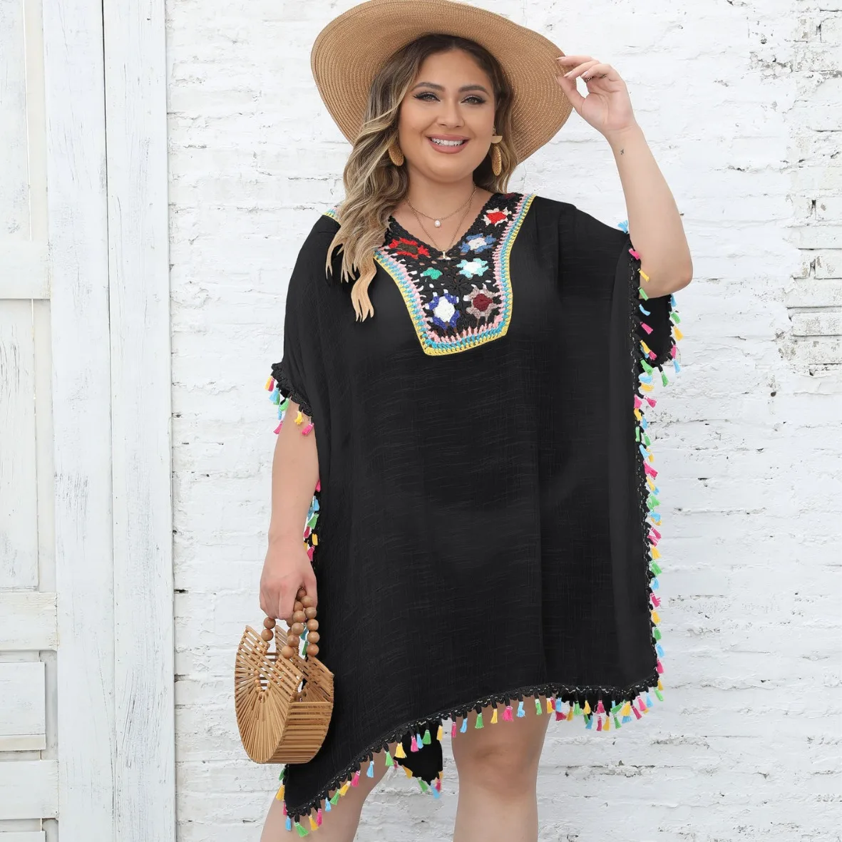 Boho Knitted Elegant Dress Wholesale Plus Size Cover up Tassel Beachwear  Bikini Coverup Summer Beach Cover Ups for Women 2025