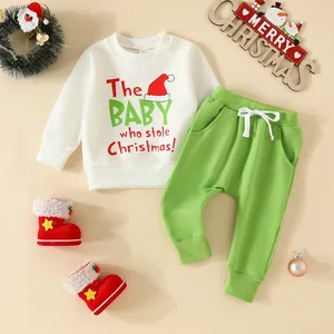 2023 Boys Baby Autumn Winter Christmas Explosions Set Cotton Hat Long Sleeve Pants Shirt Europe America Style New Spot Factory