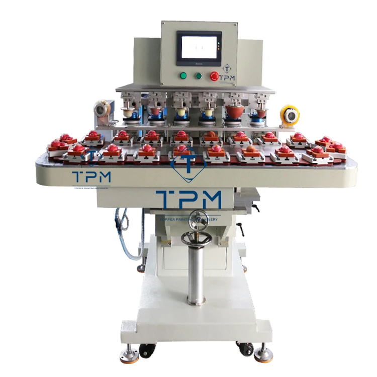 Pneumatic Semi-automatic 6 Color Pen Toy Pad Printer Silicone Rubber Pad Printing Machine Price with Conveyor