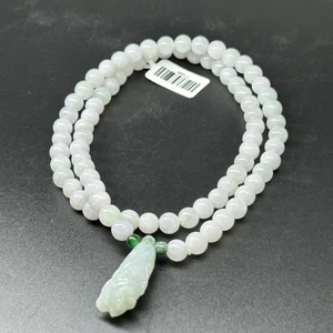 High-Grade Trendy Jade Beaded Necklace with Piedras Naturales Healing Crystal Stones Inspired by Religious Style for Parties