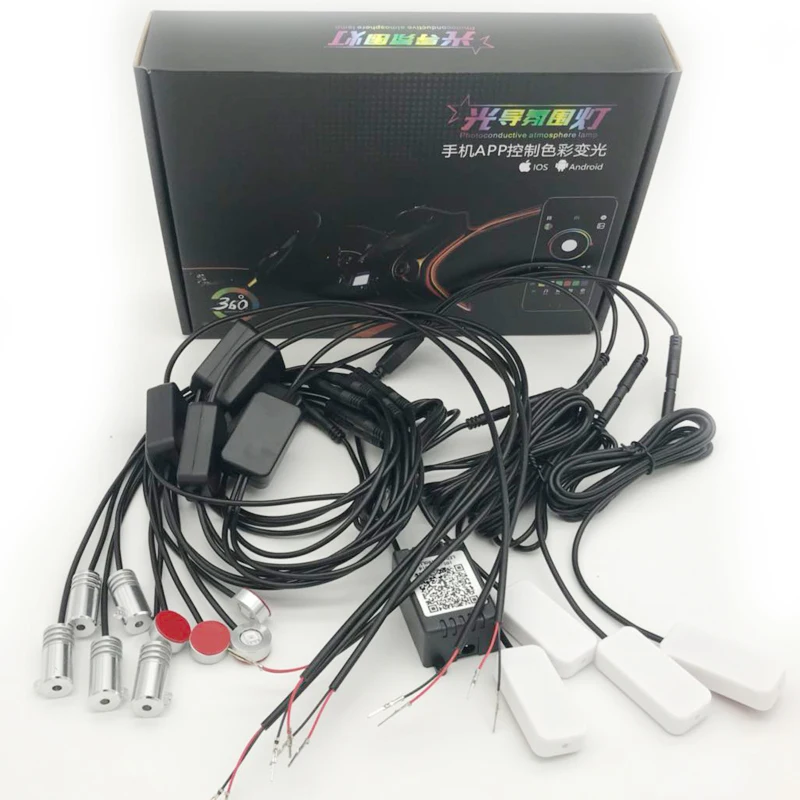ADT Led Car Foot Ambient Light With USB Cigarette Lighter Backlight Music Control App RGB Interior Decorative Atmosphere Lamp