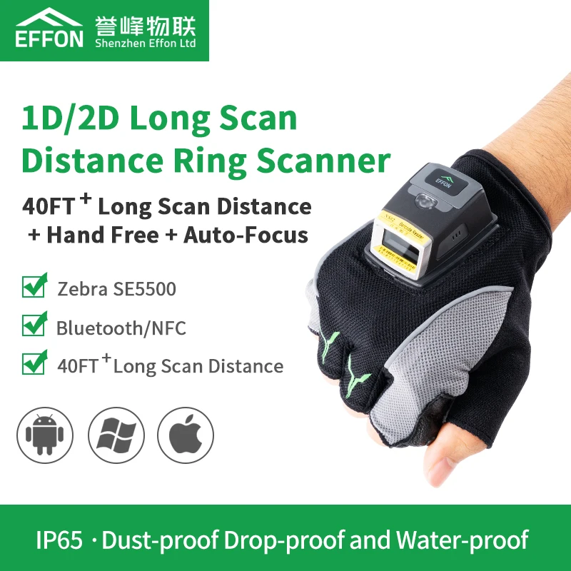 Wearable 2d Glove Barcode Scanner Ms02 Builtin 550mah With Brand Zebra