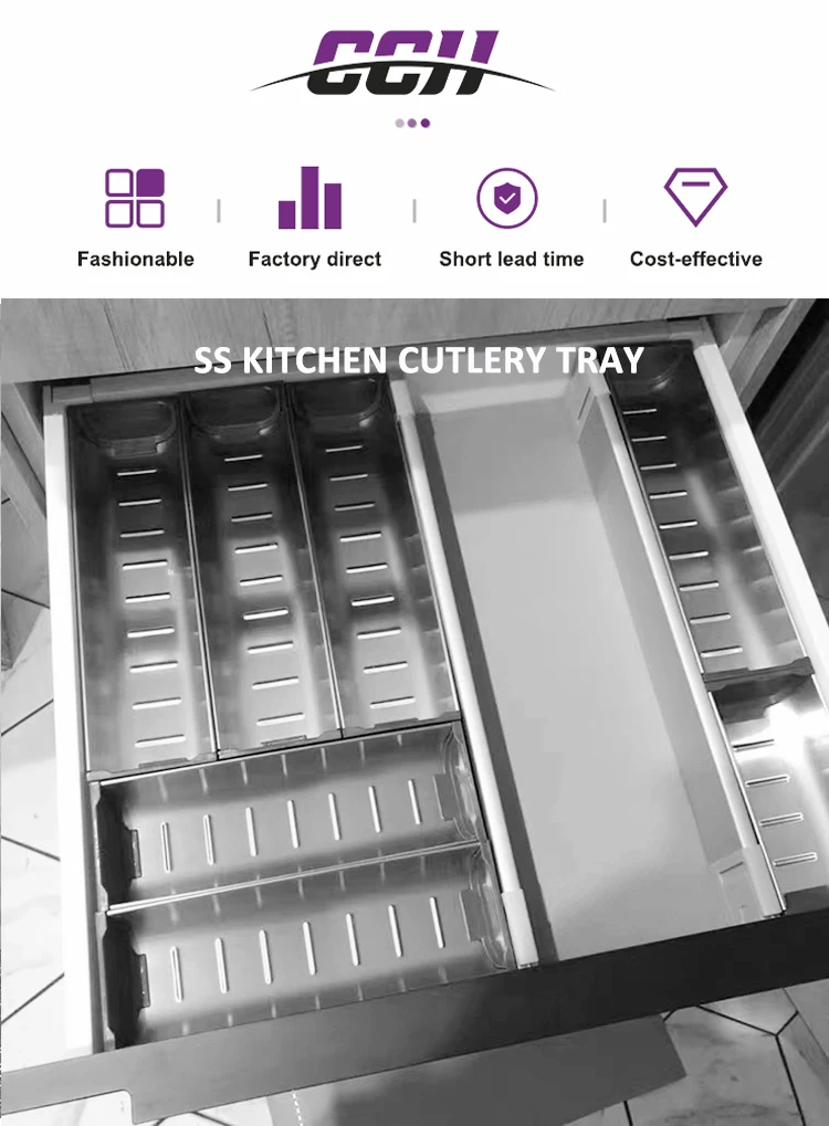 Stainless Steel Cutlery Tray Kitchen Drawer Utensil Tray Tableware Tray
