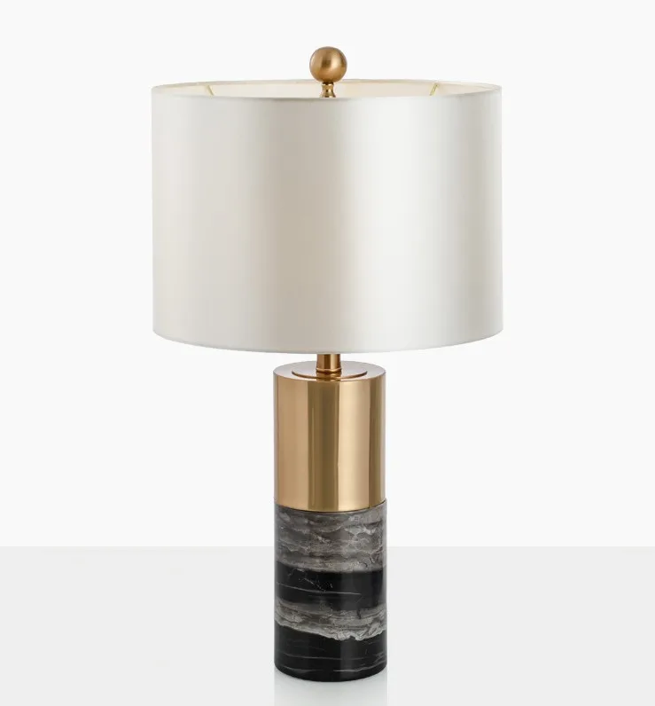 Simple Creative White Marble LED Bedside Table Lamp New Design for Bedroom with Electric Power Supply Price