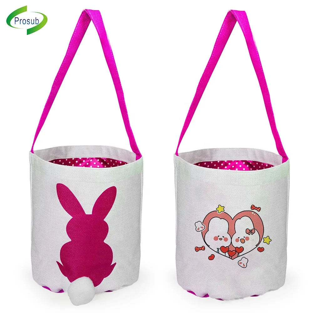 Prosub Blank Sublimation Easter Bunny Basket With Colour Handle Cute