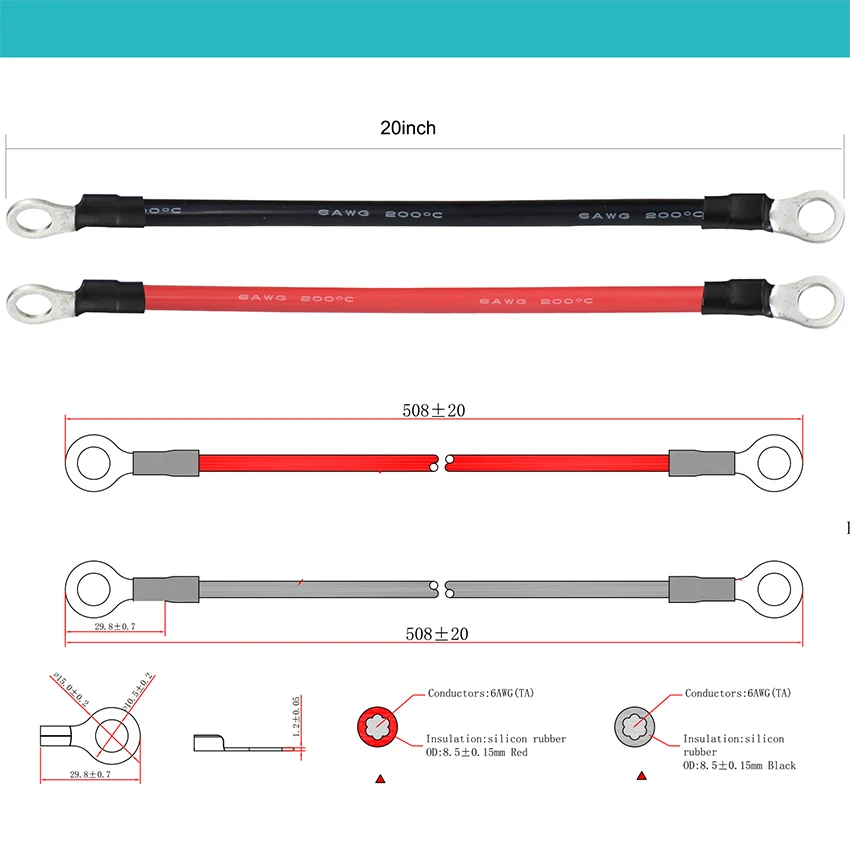 Electric Quick Disconnect Fused O Ring Terminal To O Ring Terminal