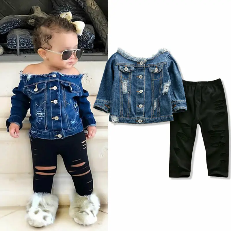 Toddler Baby Boys Girls Clothes Hoodie Jean Jacket Long Sleeve Denim Jacket  Casual Tops