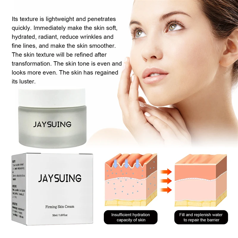 Jaysuing 50ml Firming Skin Cream Interfrontal Stria Eyeprint Nasolabial Fold Neck Lines Improving Face Moisturizing Cream