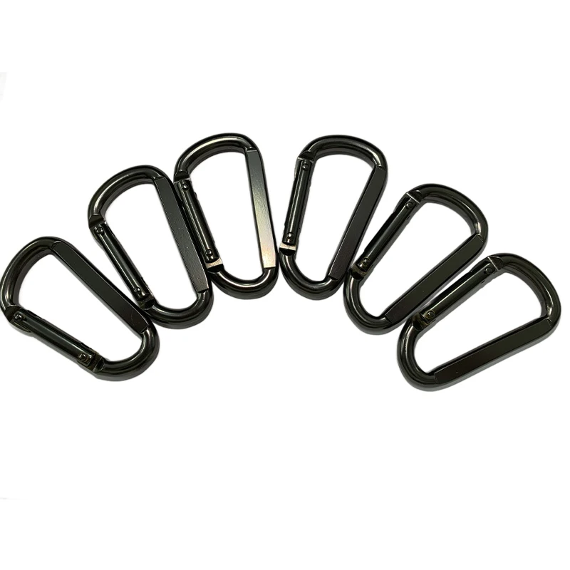 6*60MM Flat Spring Hook with Matte Black Nickel Plating Custom Climbing Carabiner Outdoor Buckle Safety Hook Steel Snap Hook