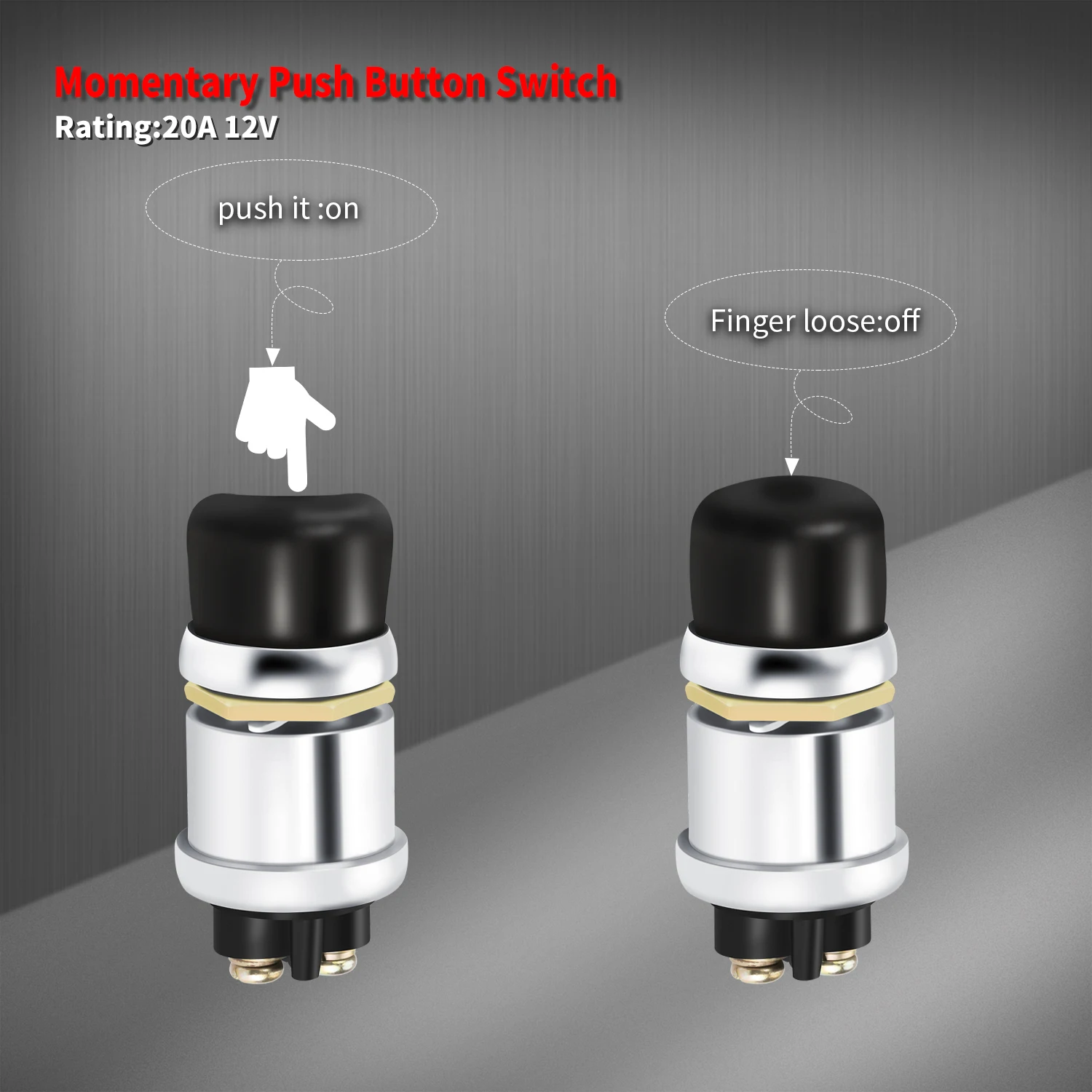DaierTek Push Button Starter Switch 12V Push Start Button Momentary Engine Start Switch 12 Volt Horn Button for Marine Boat Car
